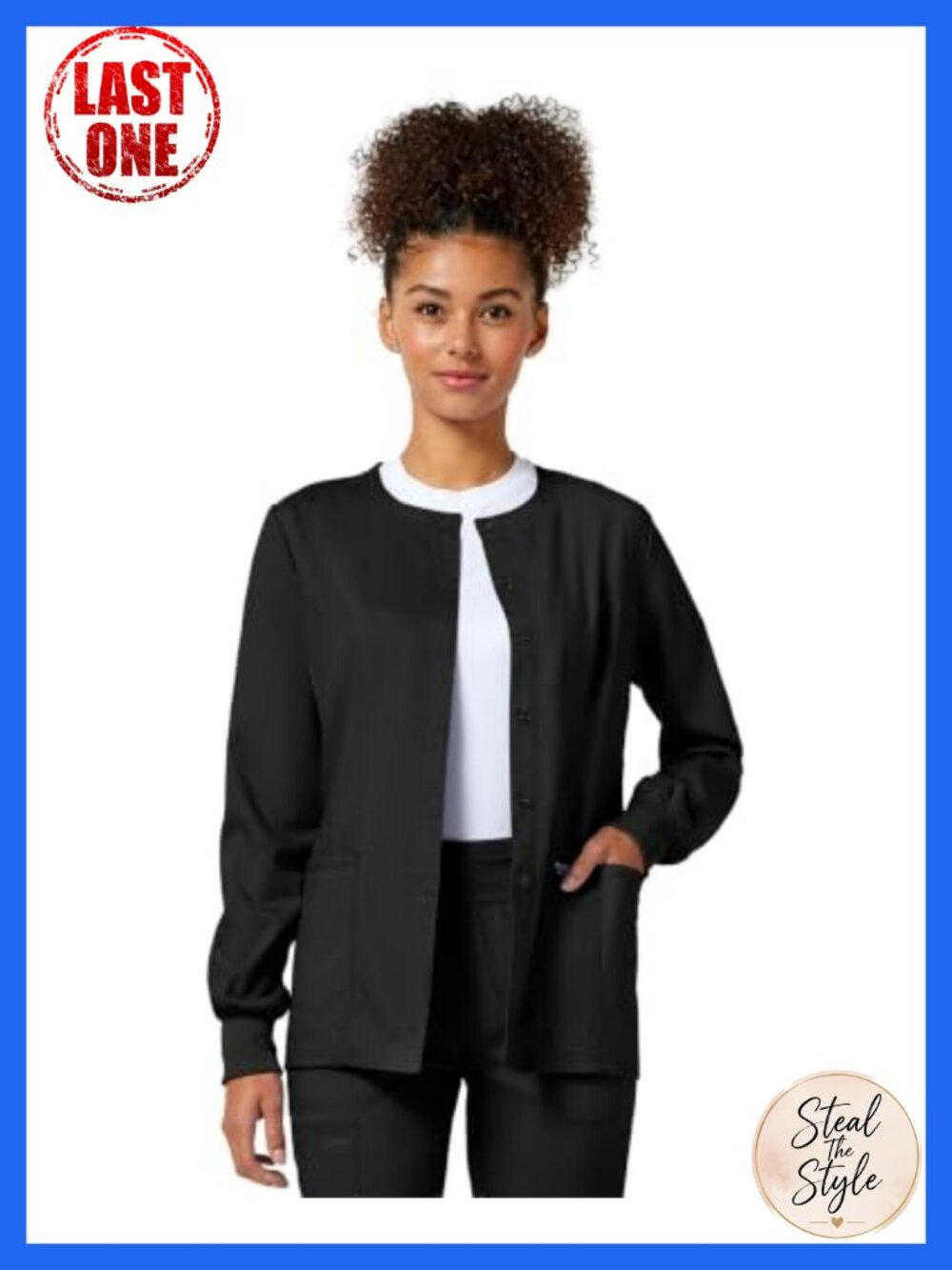 Cherokee Workwear Revolution Scrub Jacket Snap Front Nurse Jacket Poly Rayon
